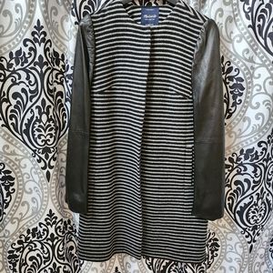 Madewell Striped Collarless Dress Coat